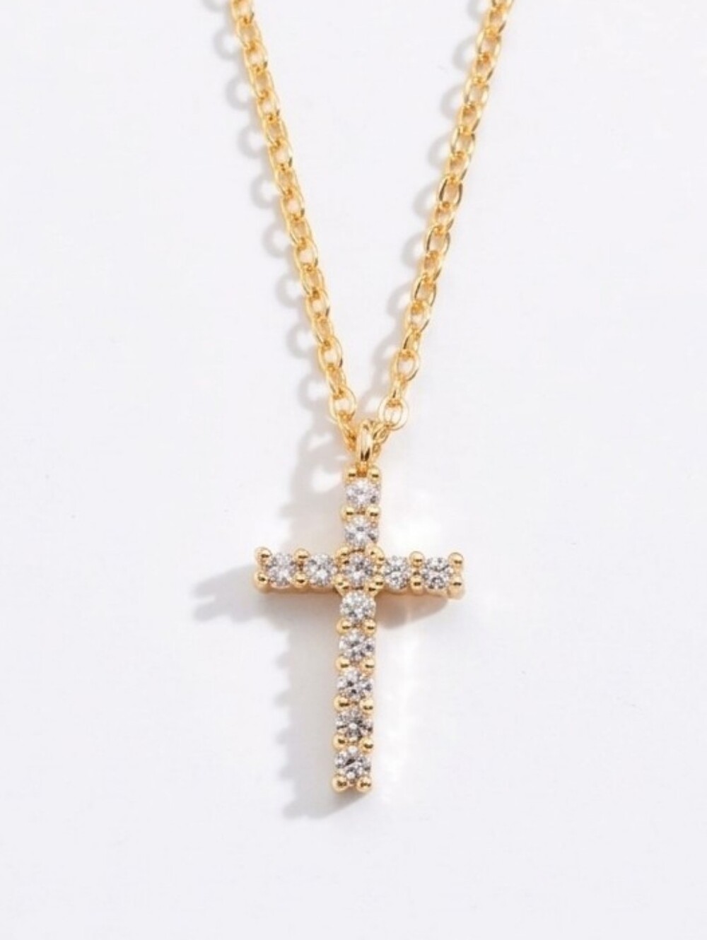 Elegant Gold And Zirconia Cross Pendant Necklace - Picture 2 of 6